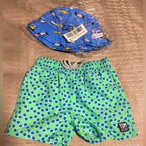 Tom & Teddy Boys Bathing Suit Trunks NWOT comes with a free hat!